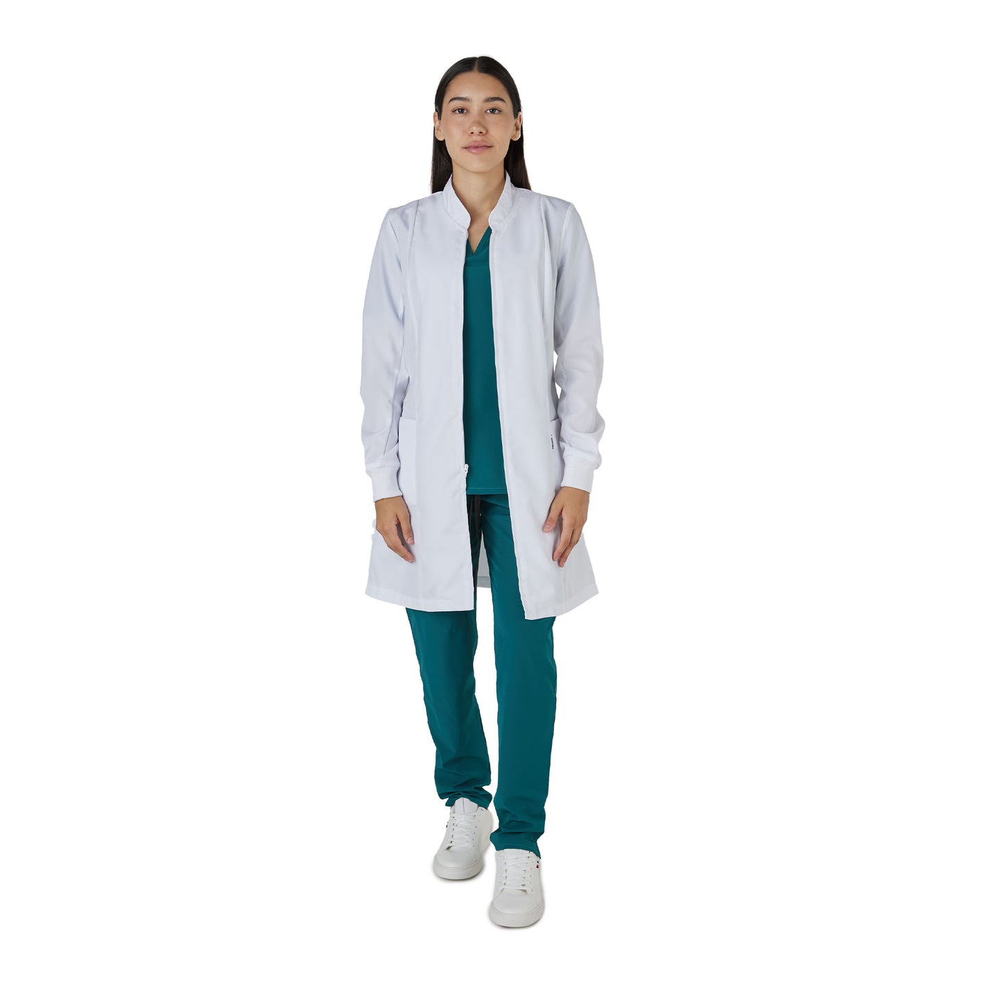 BATA MÉDICO DAMA CON MAO Y PUÑO