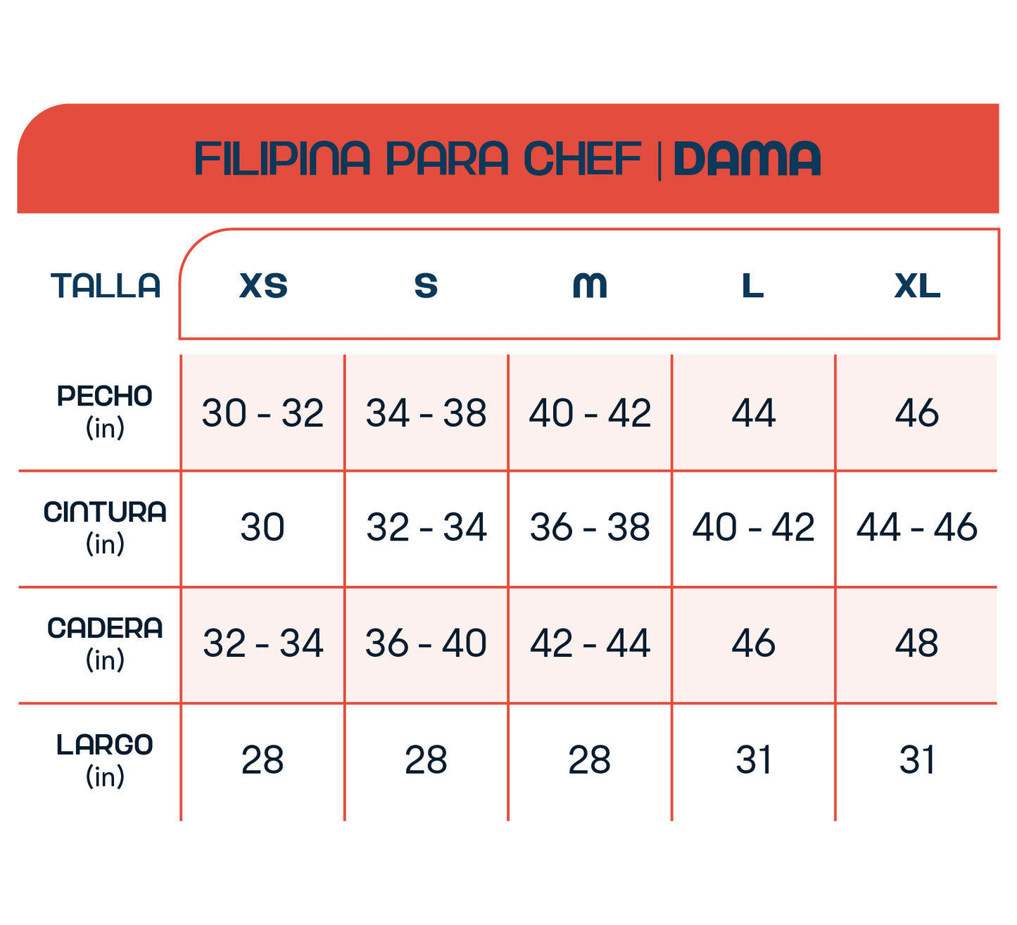 FILIPINA PARA CHEF TRIANGULO DAMA